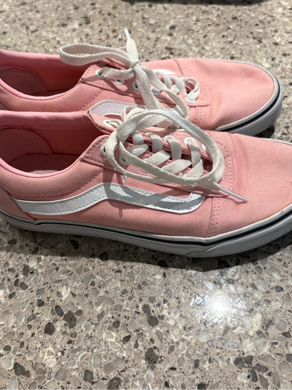 Pink Vans Low-Top Canvas Sneakers with White Stripe